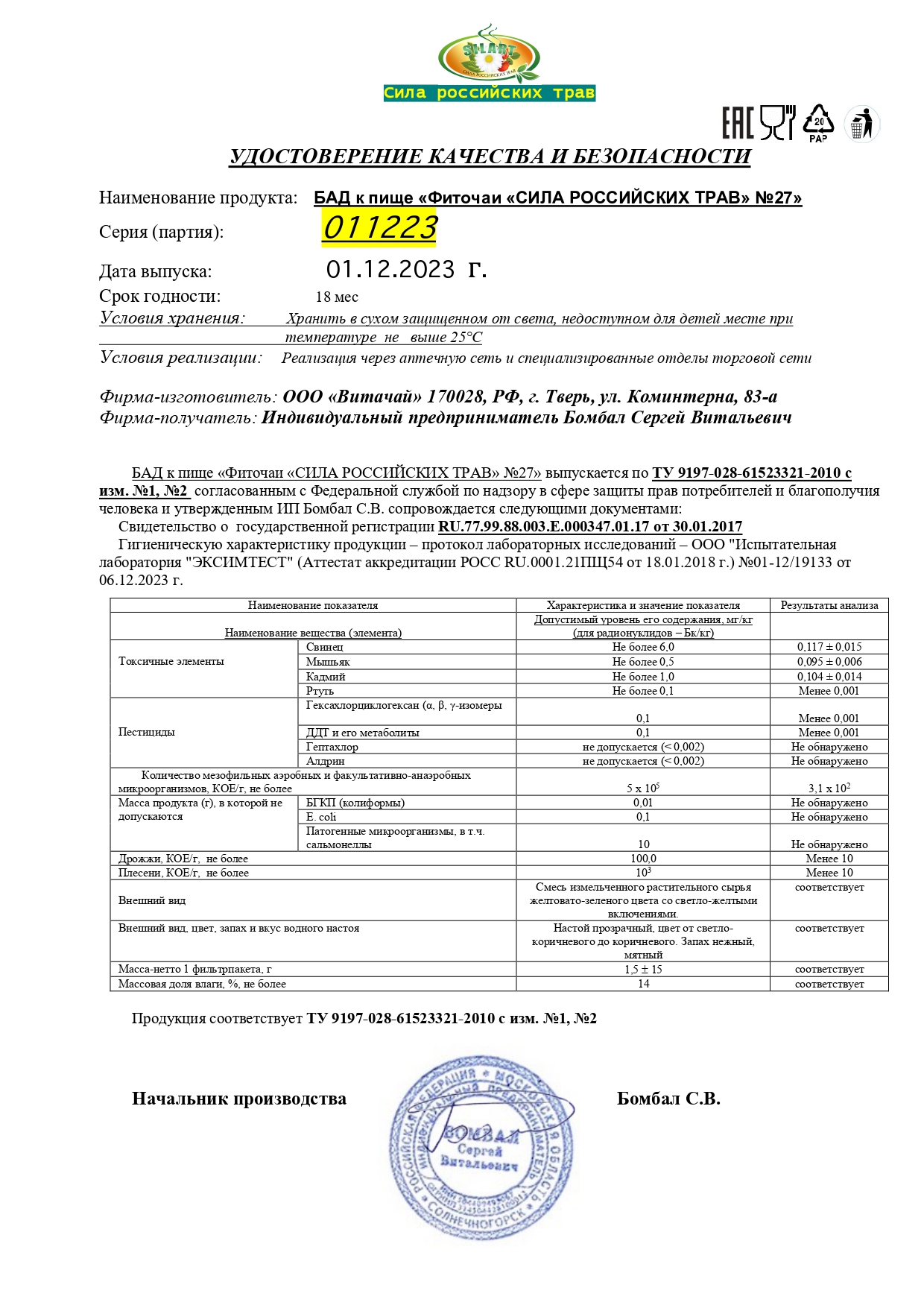 Паспорт №122023
